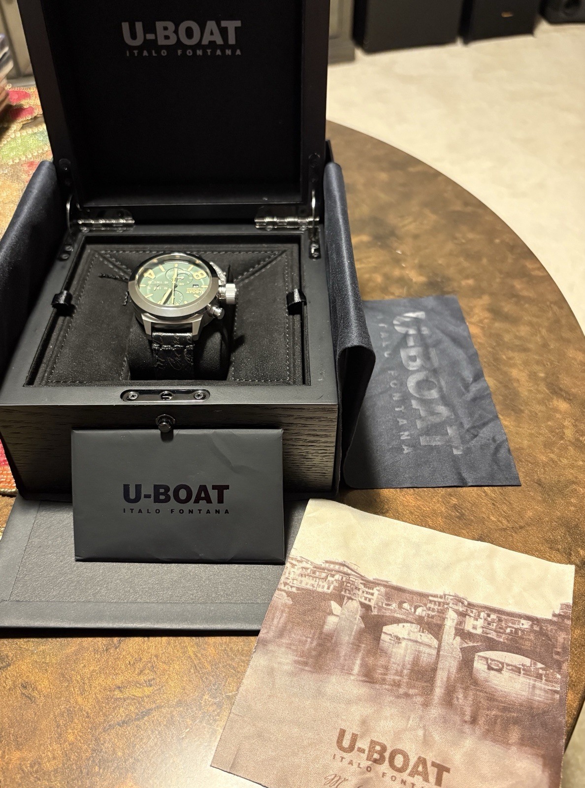 U-BOAT Italo Fontana Automatic Tungsten Chronograph Date Green Dial Leather 100m