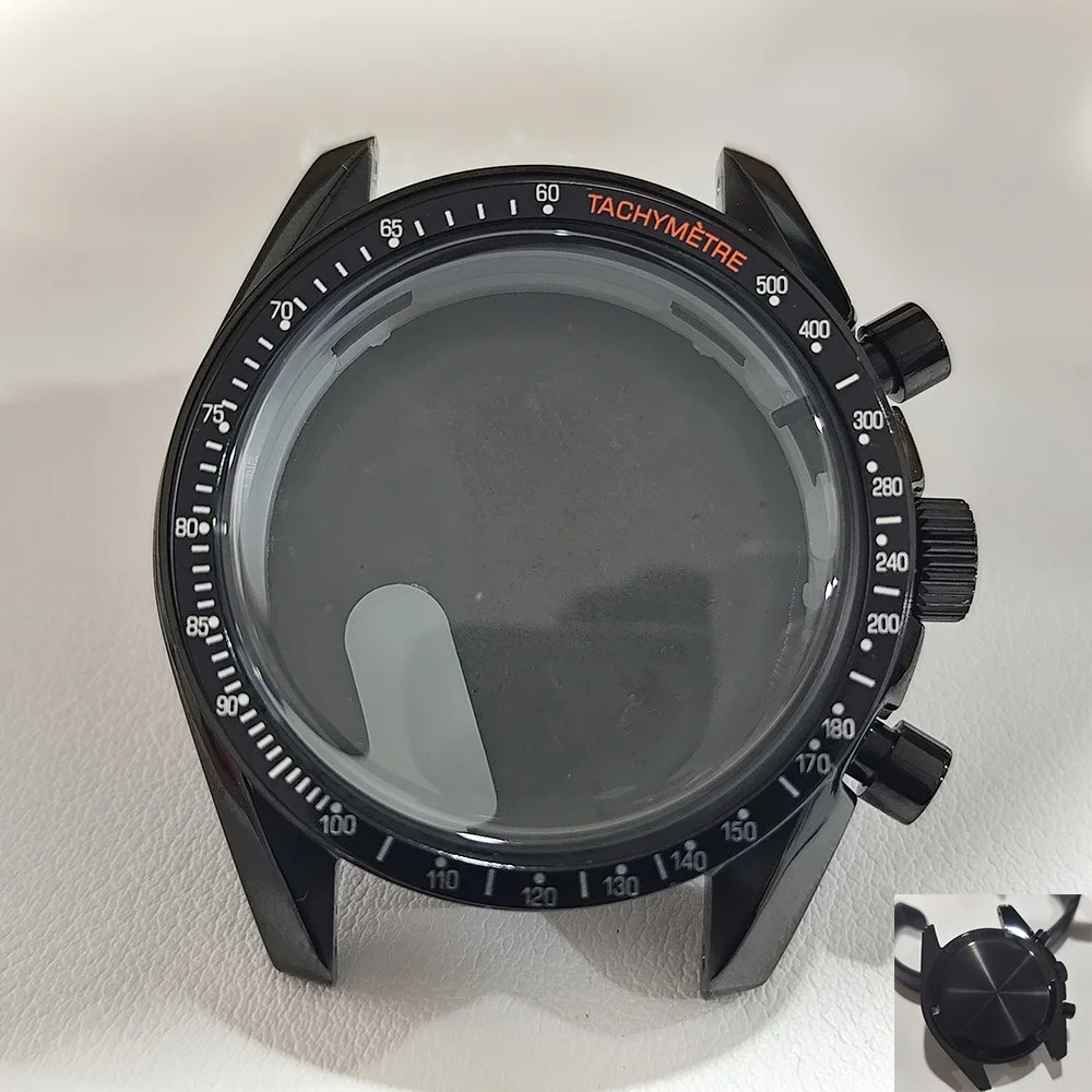 For VK63 Moon Watch 39.7MM Case Moon Pattern Back Chronograph Stainless Steel