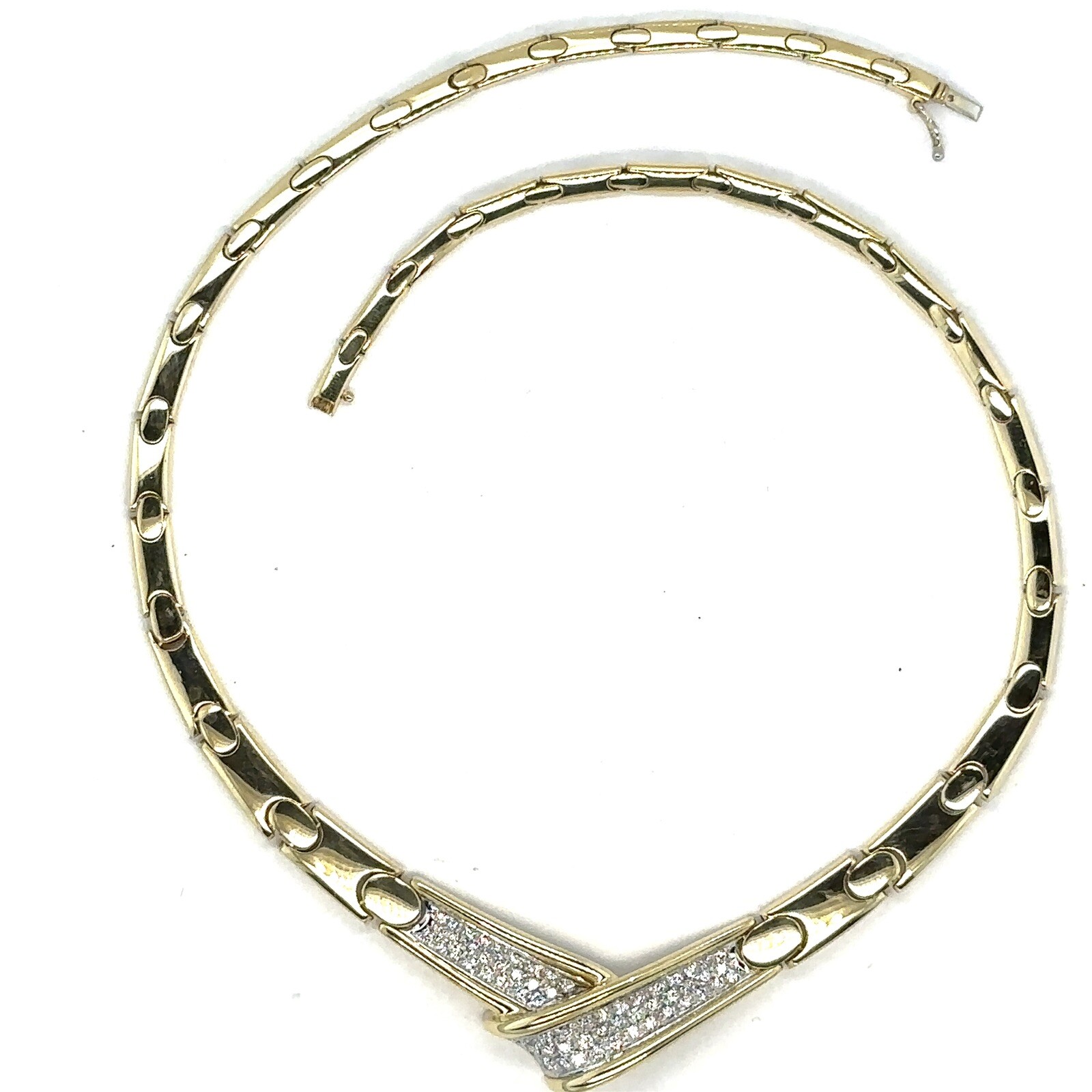LEO PIZZO 18k Yellow Gold Diamond Necklace 45 Grams 1.55 Carat 16”