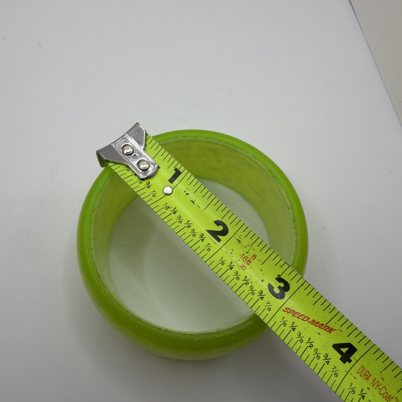 Chunky Neon Lime Green Plastic Bangle Bracelet Wide Domed Confetti Glitter MCM