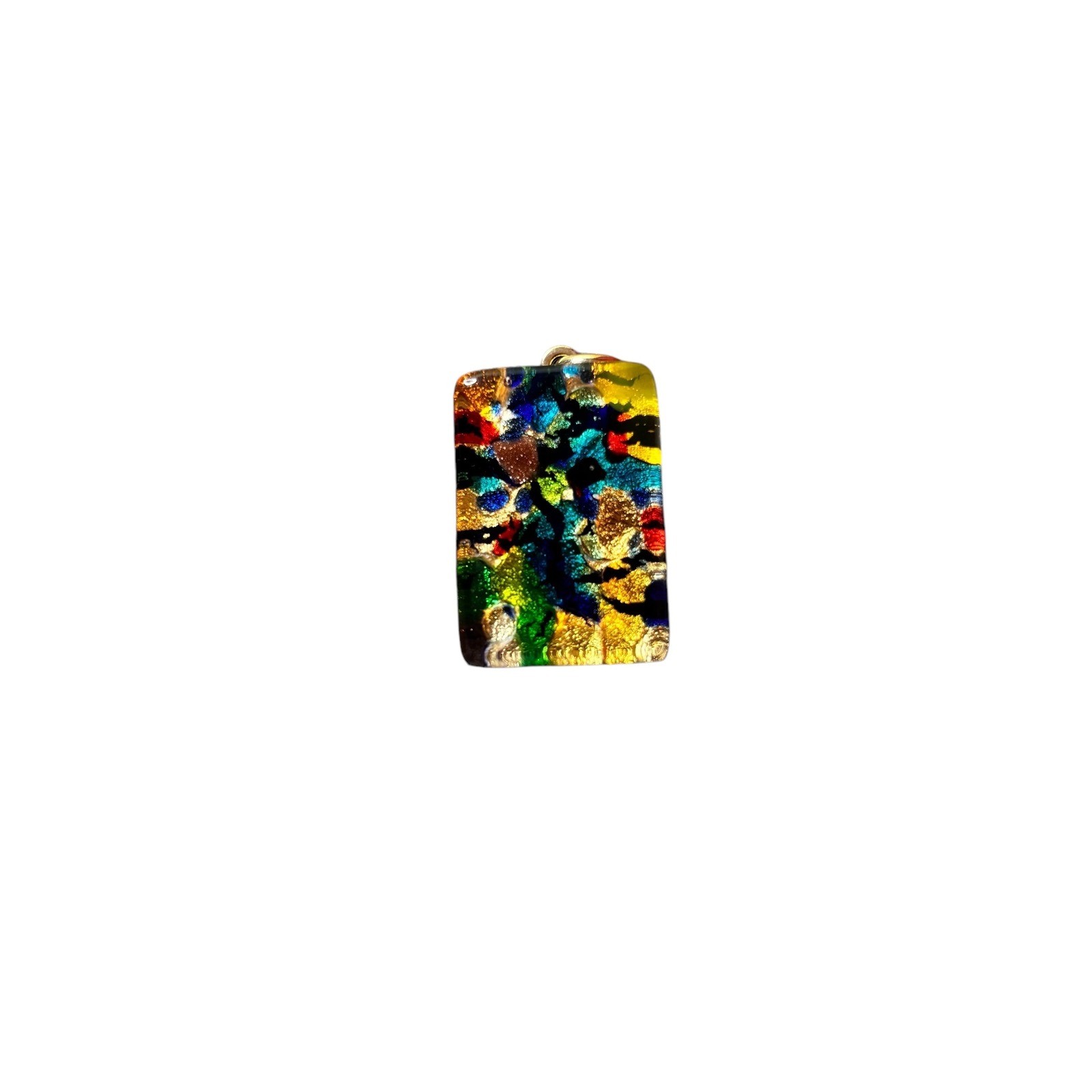 Murano Vetro Art Glass Pendant Colorful Abstract Rectangle Italy Made