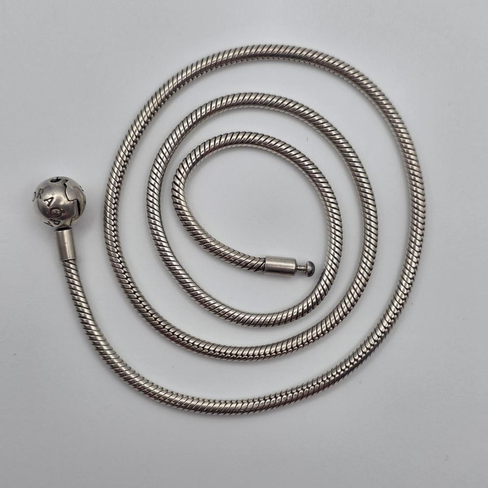 20″ Pandora Moments 925 ALE Silver Snake Chain Charm Necklace 590742HV-50