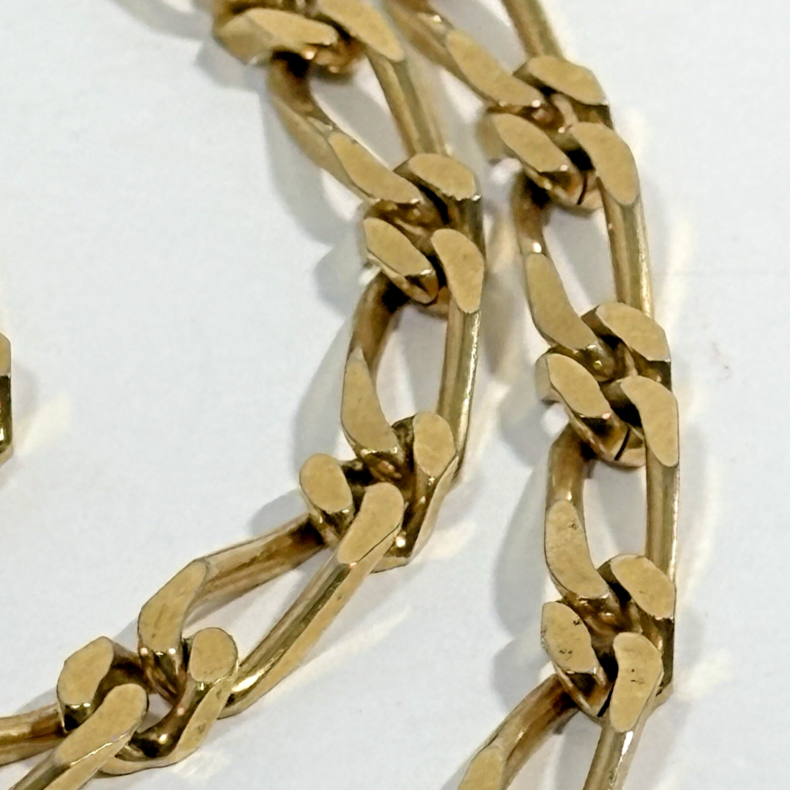 Vintage Signed MONET Gold Tone Chain Necklace Figaro Flat Link 30″