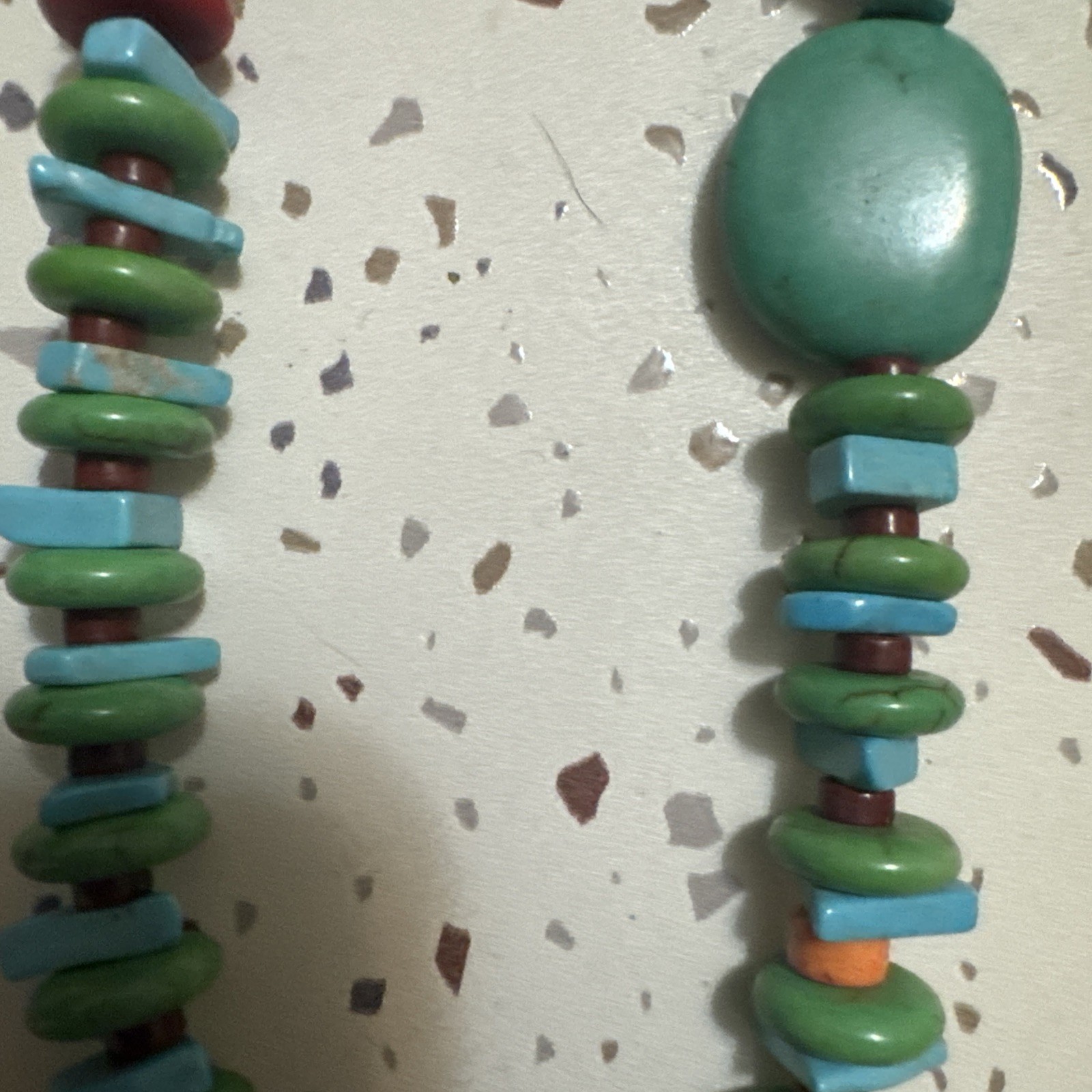 Block Turquoise Magnesite Beaded Necklace