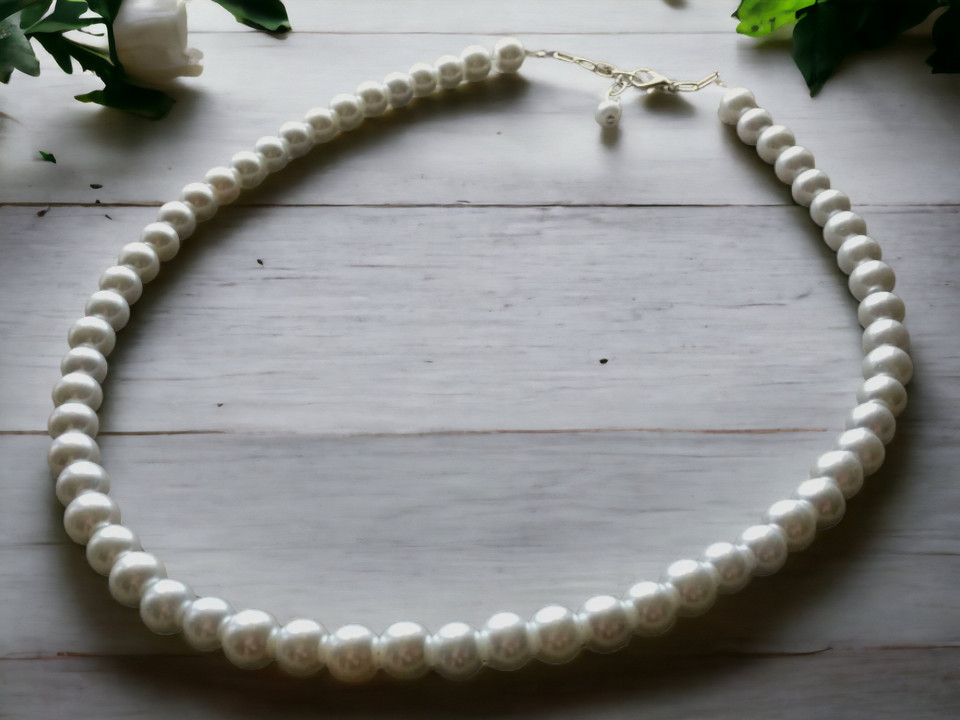 Black Pearl Necklace for Men, Handmade Faux Pearl Fashion Jewelry, Gift for Him