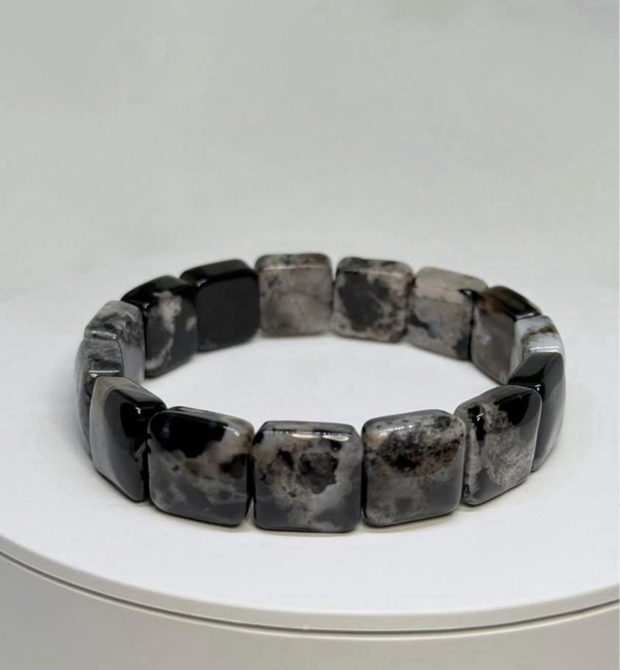 Flower Agate Black Soft Bangle 3.2MM