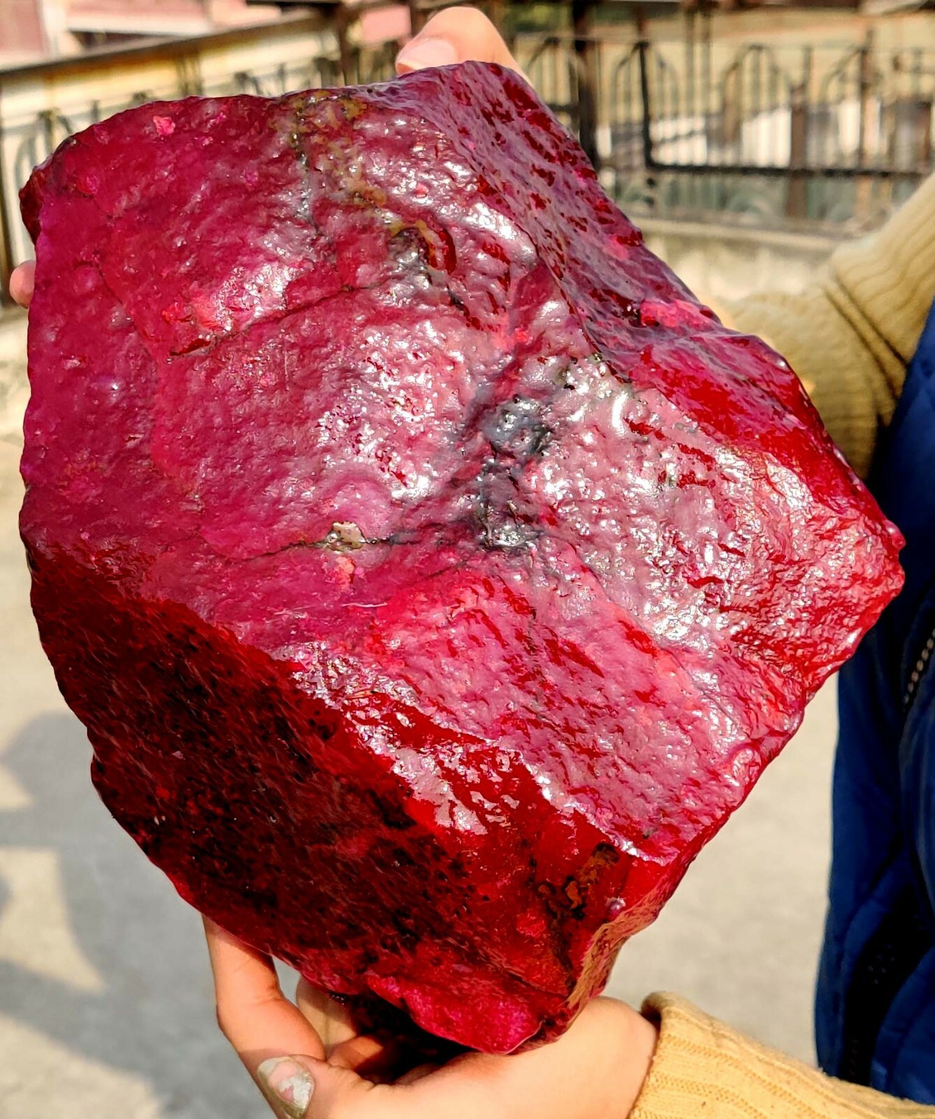 DYED 3760 CT RED RUBY NATURAL AFRICAN CERTIFIED GEMSTONE HUGE ROUGH MKO