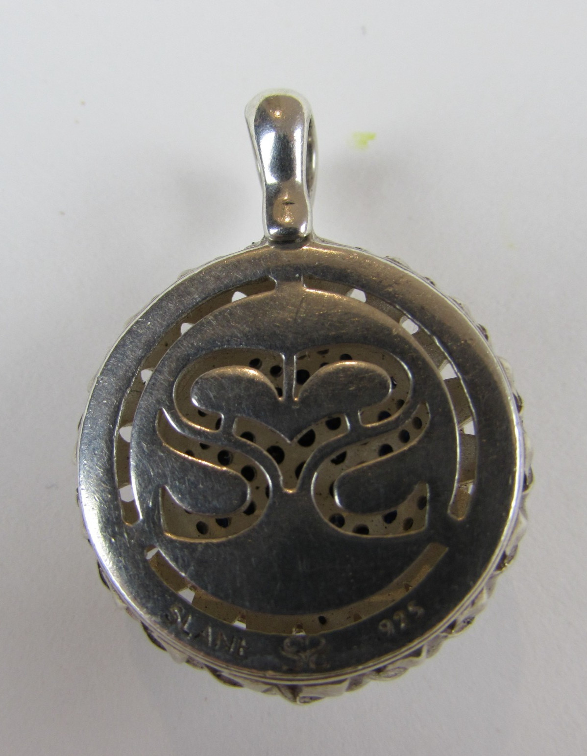Slane & Slane Black Saphire Cluster Enhancer Pendant 925 silver Basket Weave