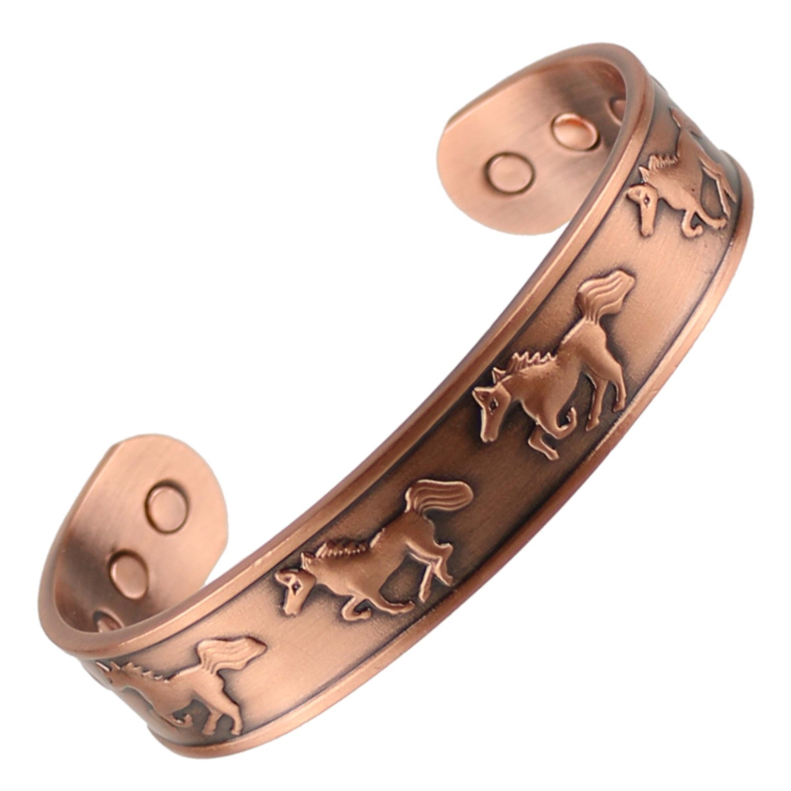Pure Copper Magnetic Bracelet Arthritis Pain Therapy Energy Cuff Wild Horse