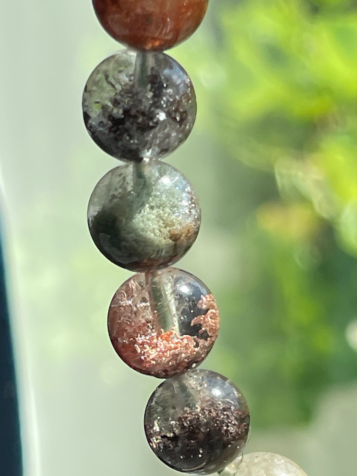 Flower Garden Quartz Bead Bracelet Top Quality Lodolite Crystal Gemstone