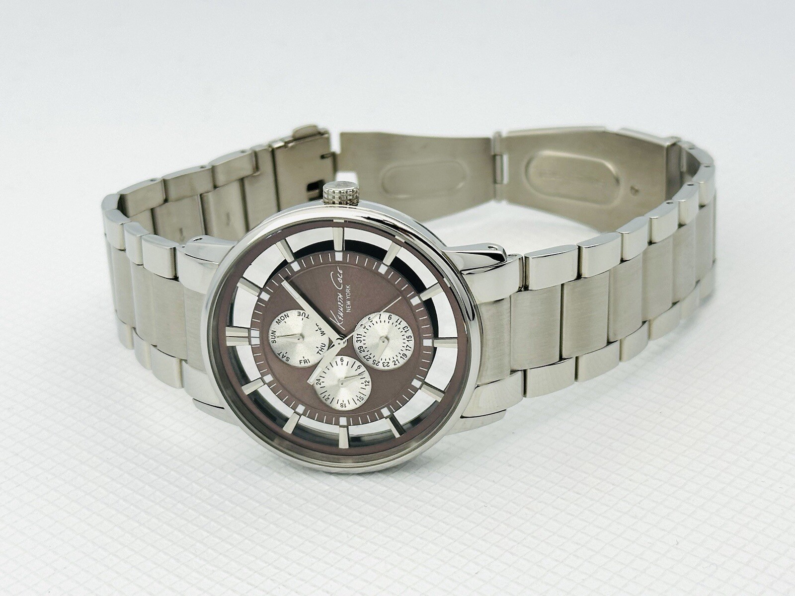 Kenneth Cole KC9114 Men’s Iron Brown Transparent See-Through Dial Steel Watch