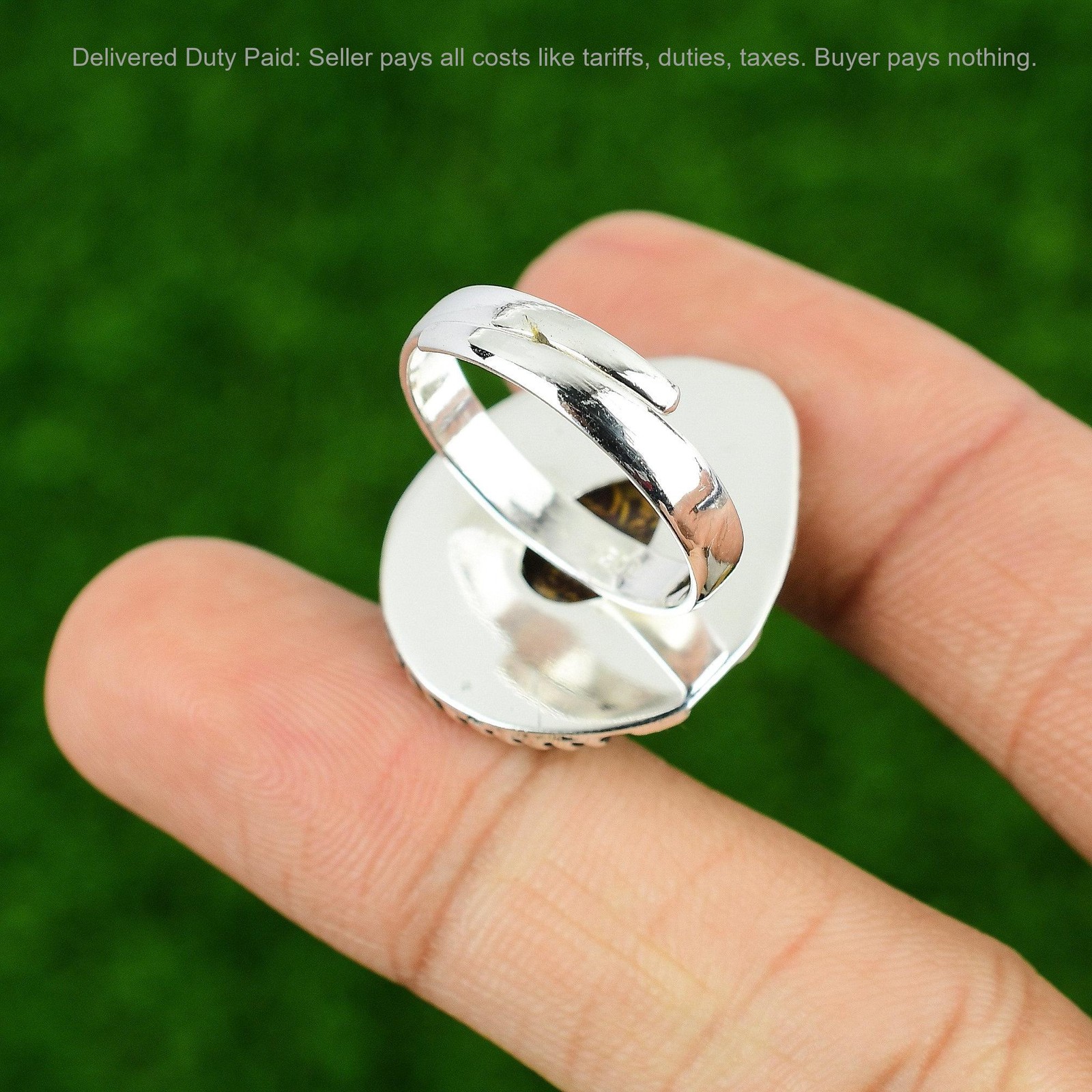 Pear Mariam Jasper Gemstone Mother Unique Promise Bezel Ring Jewelry 925 Silver