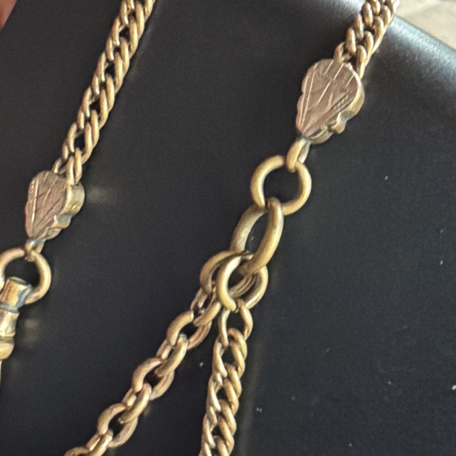 Victorian 23g Watch Chain 13” Gold Filled H.B. Co Gold Fill Purple Crystal Fob