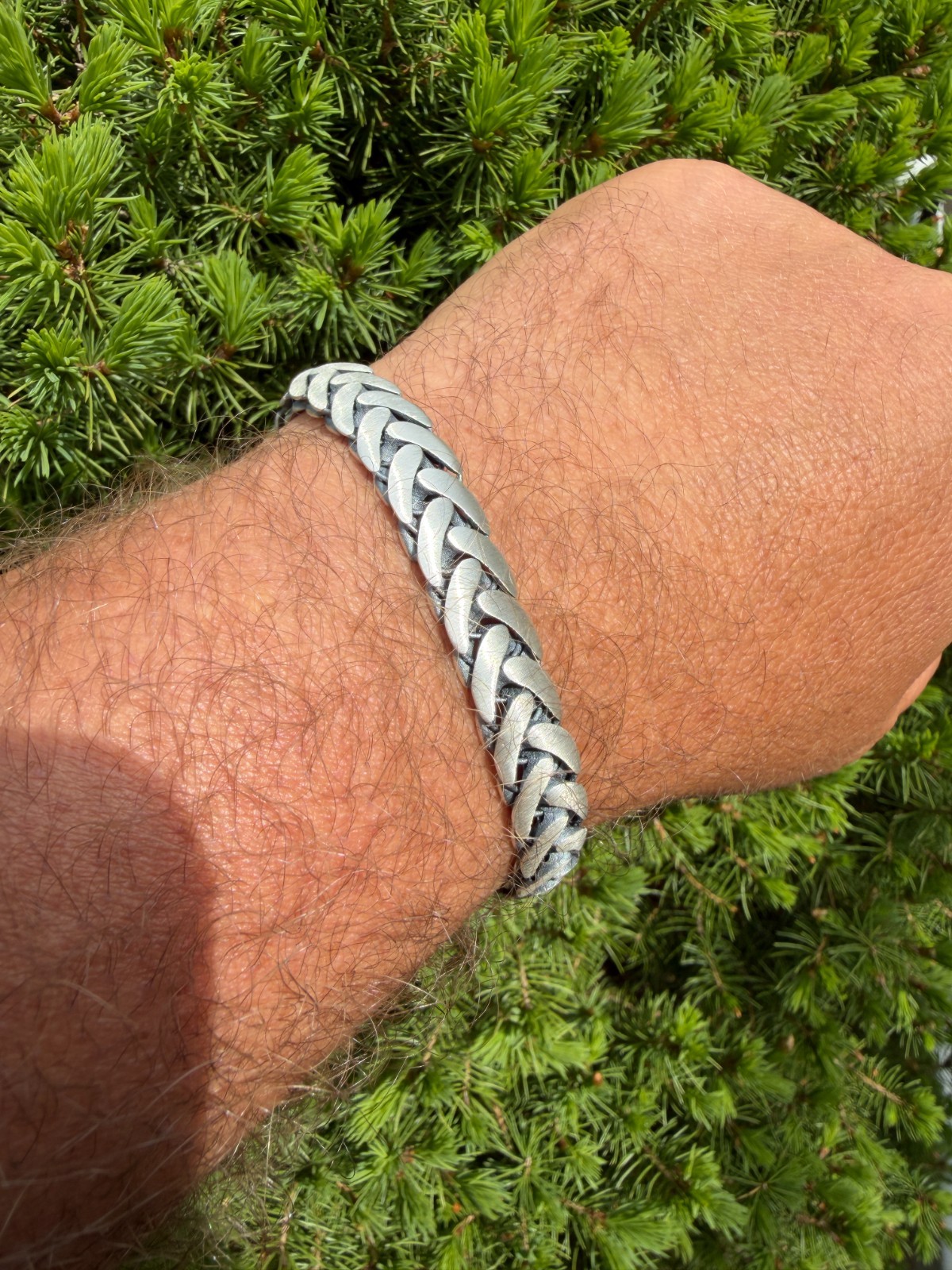 Mens Custom 10mm Wheat Link Bracelet W. Custom Lion Clasp Real 925 Silver