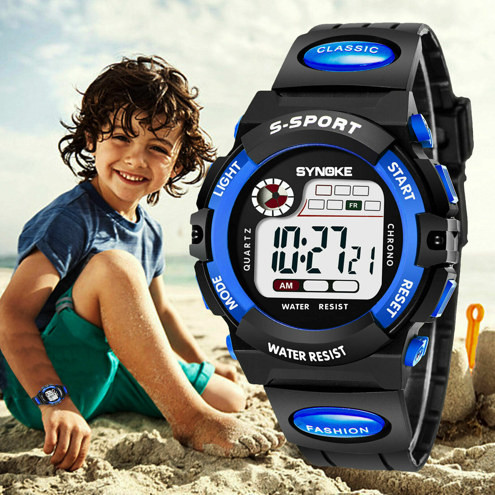 Waterproof Kids Digital Electronic Watch Children Boys Girls Sports LED Watches