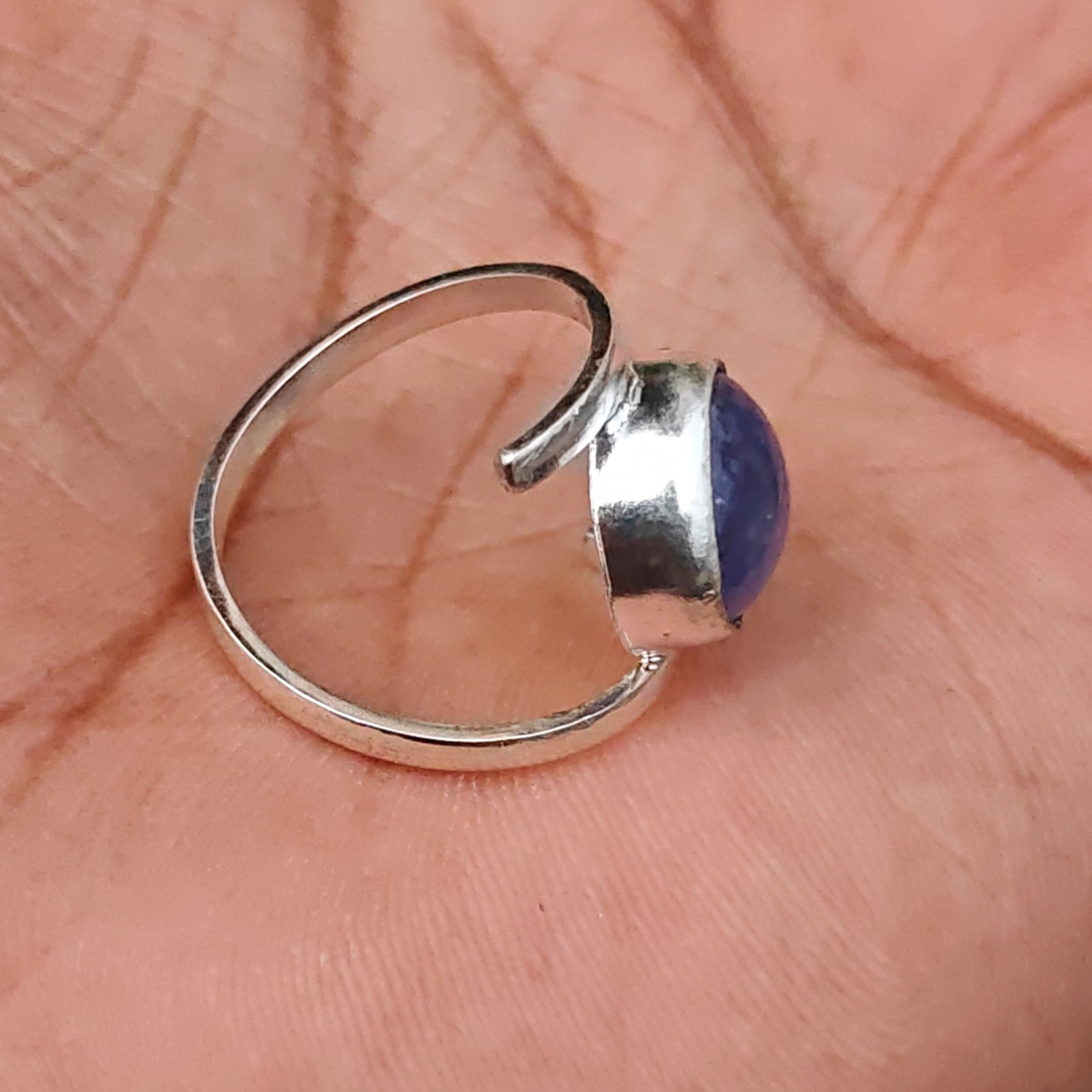 Rare Certified 26 Ct Natural Blue Tanzanite Cabochon Sterling Silver 925 Ring