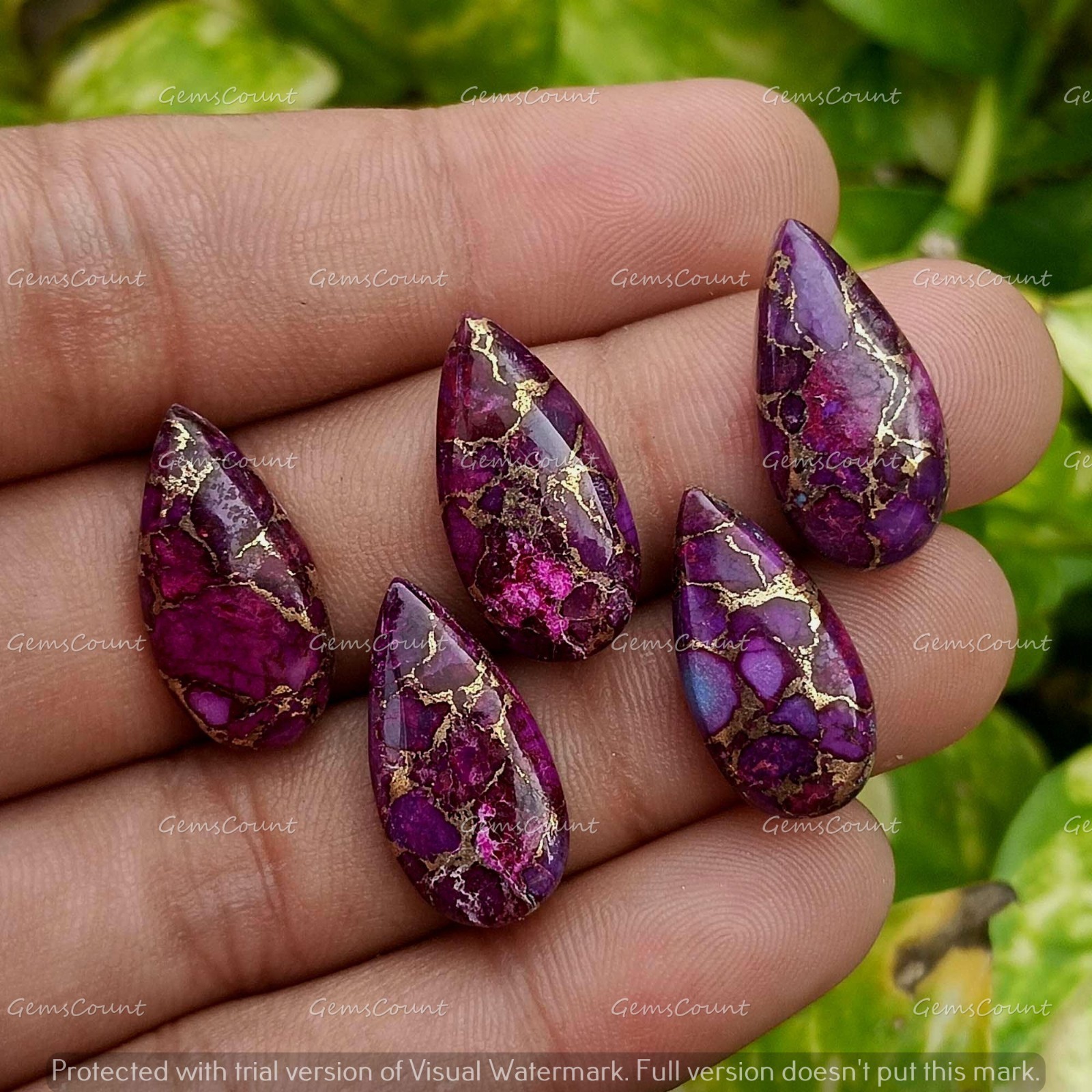 Natural Purple Copper Turquoise Long Pear Loose Cabochon Gemstone 5x10mm-15x30mm