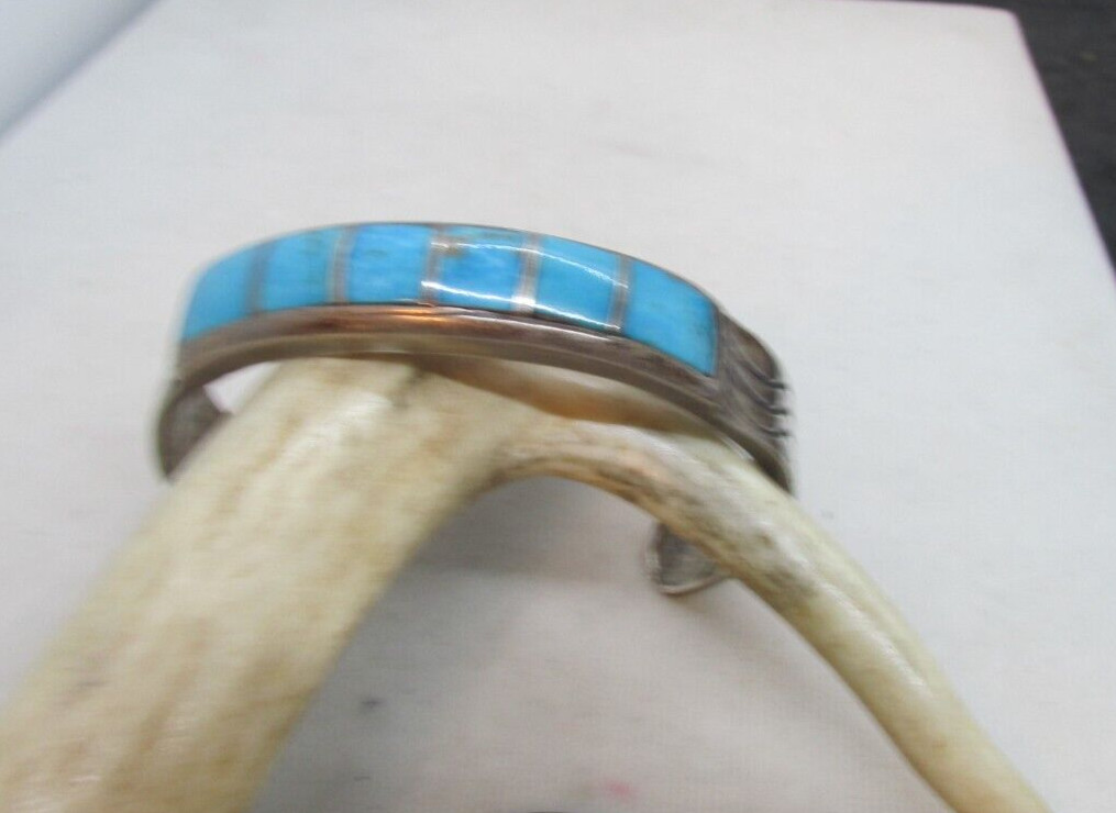 VTG SW N A 6 STONE TURQUOISE CUFF WEIGHT IS 40 GRAMS STERLING