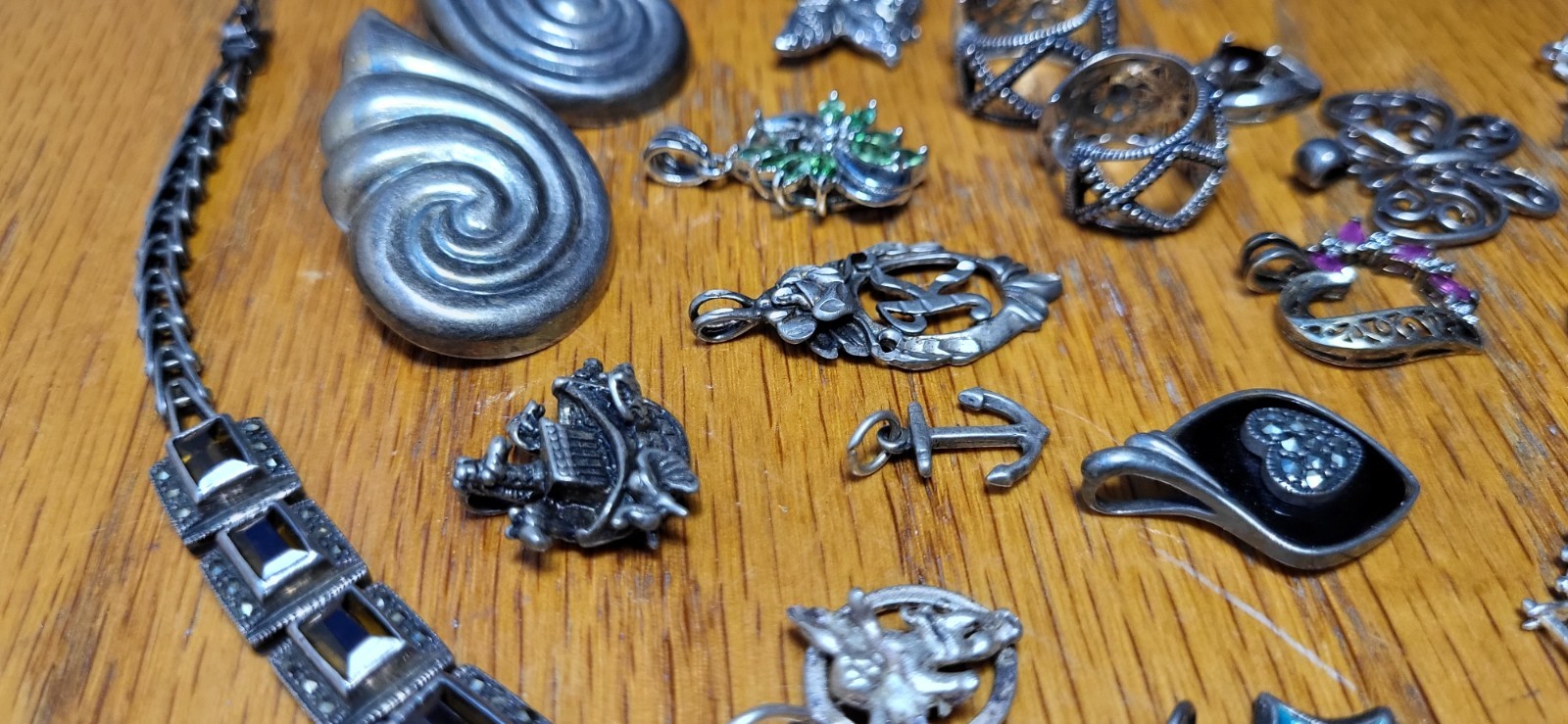 70+grams 22 Pices MARKED 925,SILVER EARRING,PENDANTS, BRACELET.WEARABLE,SELLABLE