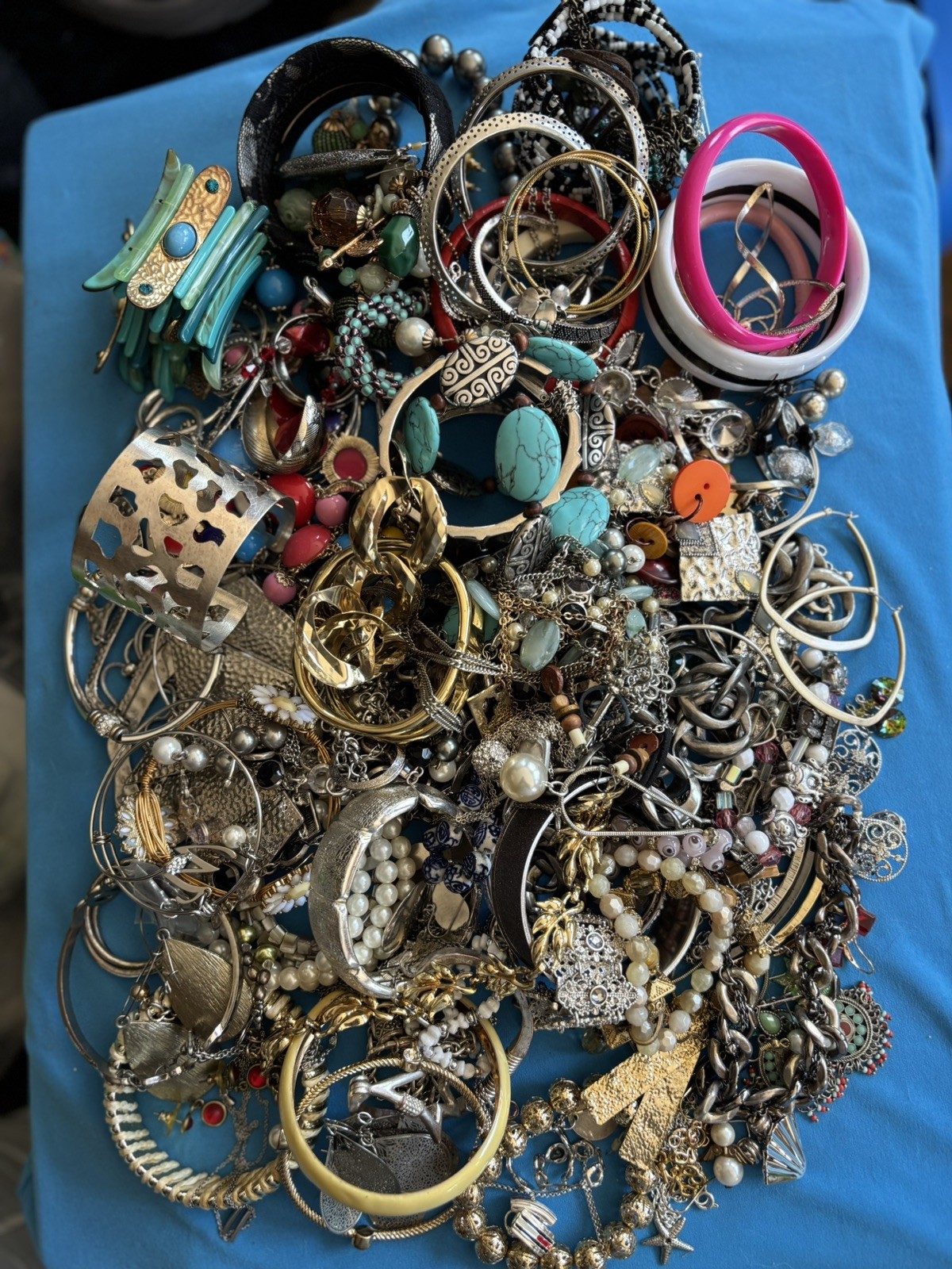 Mixed Jewelry Lot, 7+lbs., For Wearing, Crafting, Resell, Some 925, Untested
