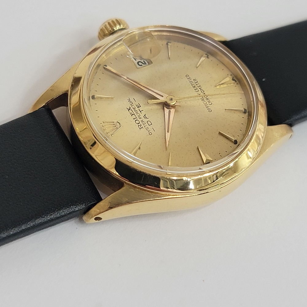 Rolex Ref 6624 Oyster Date 18k Solid Gold Midsize 30mm 1960s Automatic RA456C
