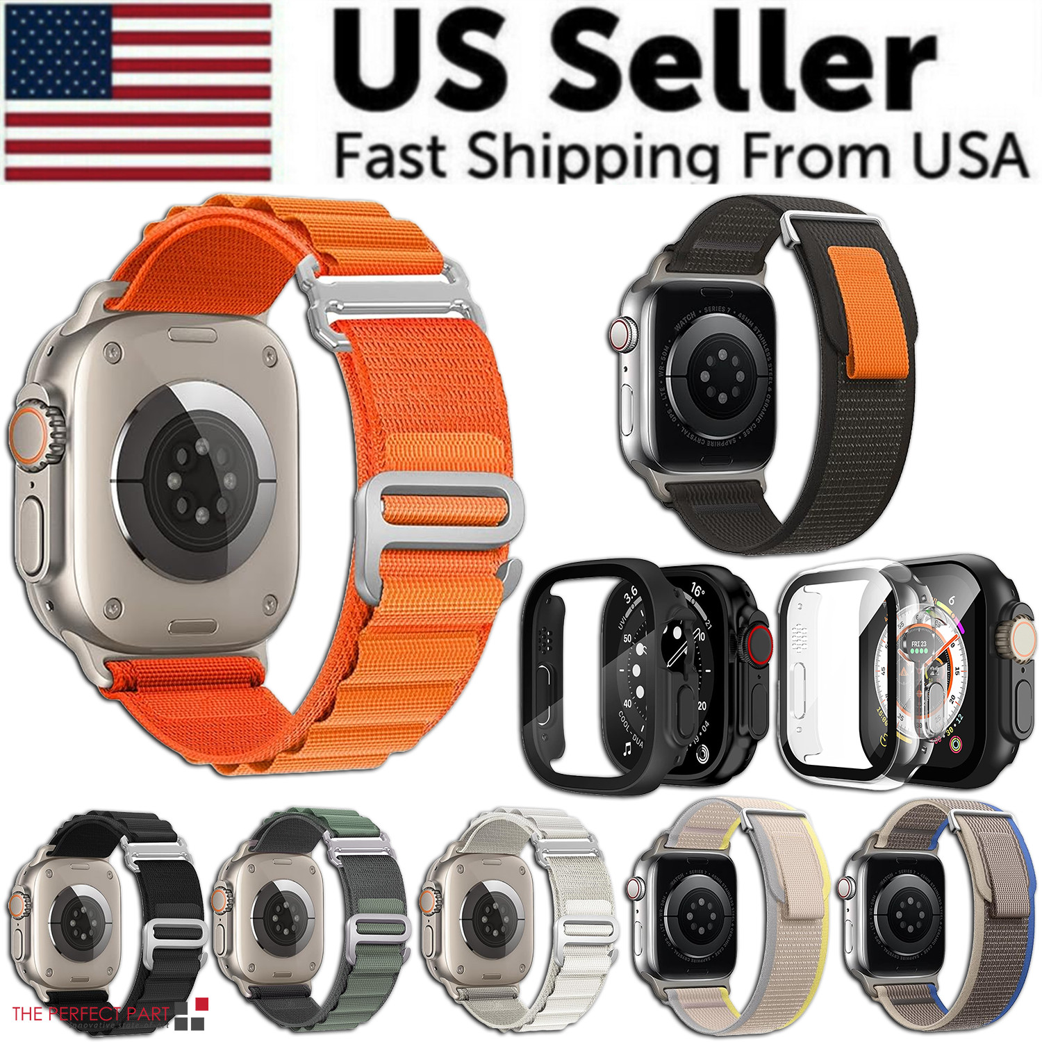 Nylon Trail Loop Watch Band Strap For Apple Watch Ultra 2 9/8/7/6/SE 44/45/49mm