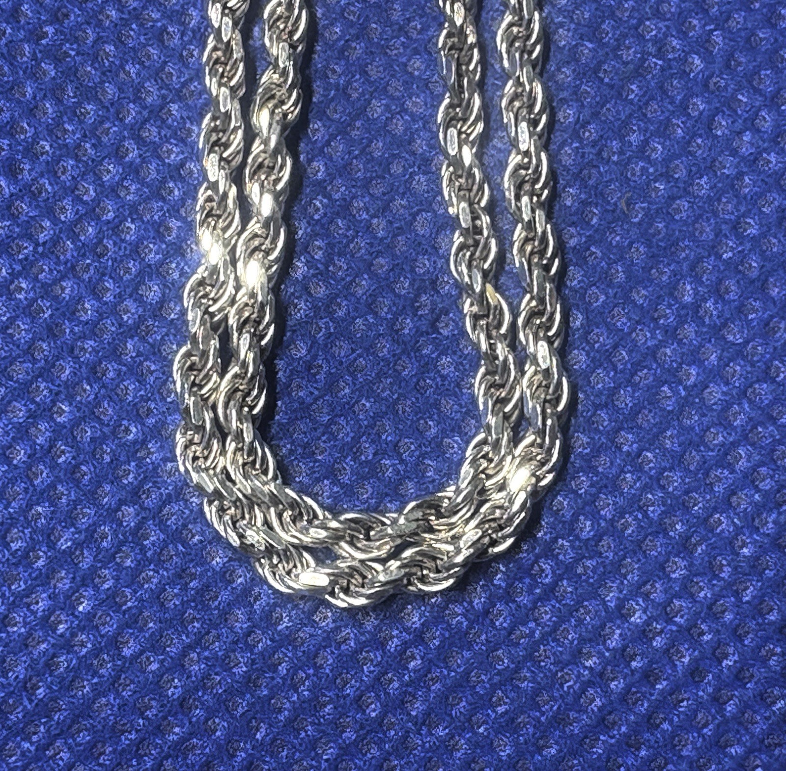 K64 Sterling 925 Silver Twisted Italy Rope Chain Necklace 19″ 51 cm 2.5 mm 9.37g