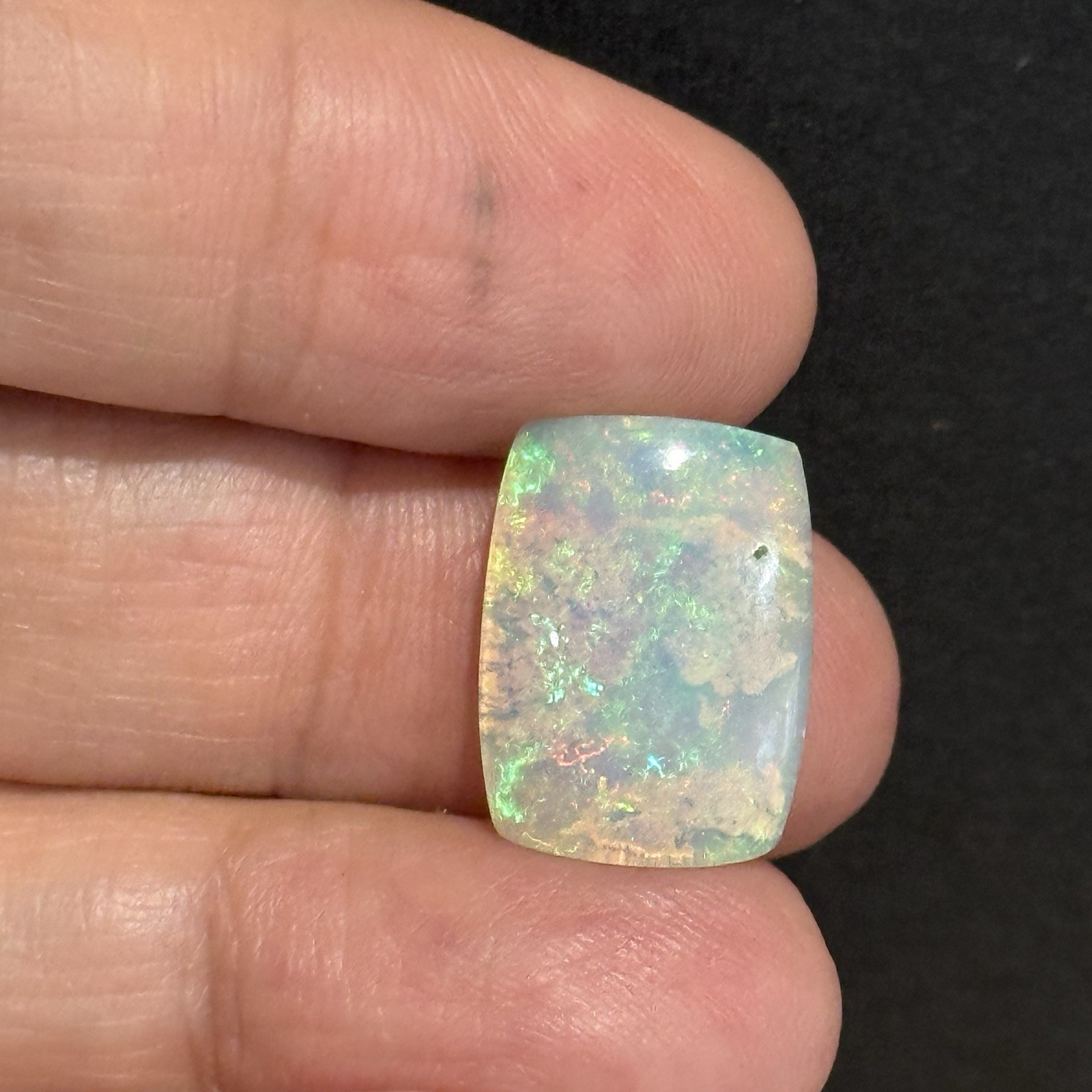 6.5ct 17.2×12.6×5.4mm Stardust Galaxy Ethiopian Welo Opal Cushion Cabochon Gem