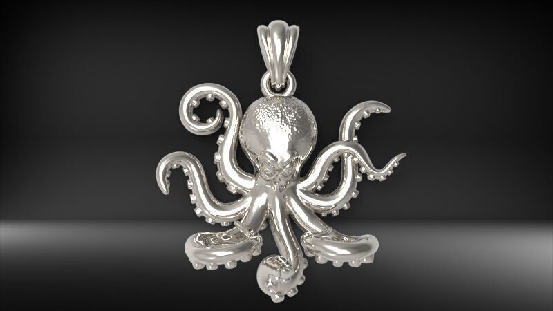 Octopus Pendant | 999 Fine Silver 25.5mm | Handmade USA