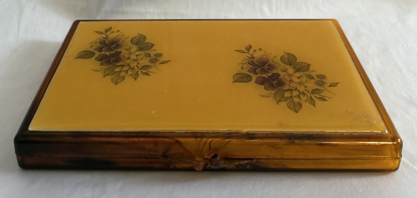 Vintage Faux Tortoise Shell Plastic Slim Travel Compact Jewelry Vanity Case 6”