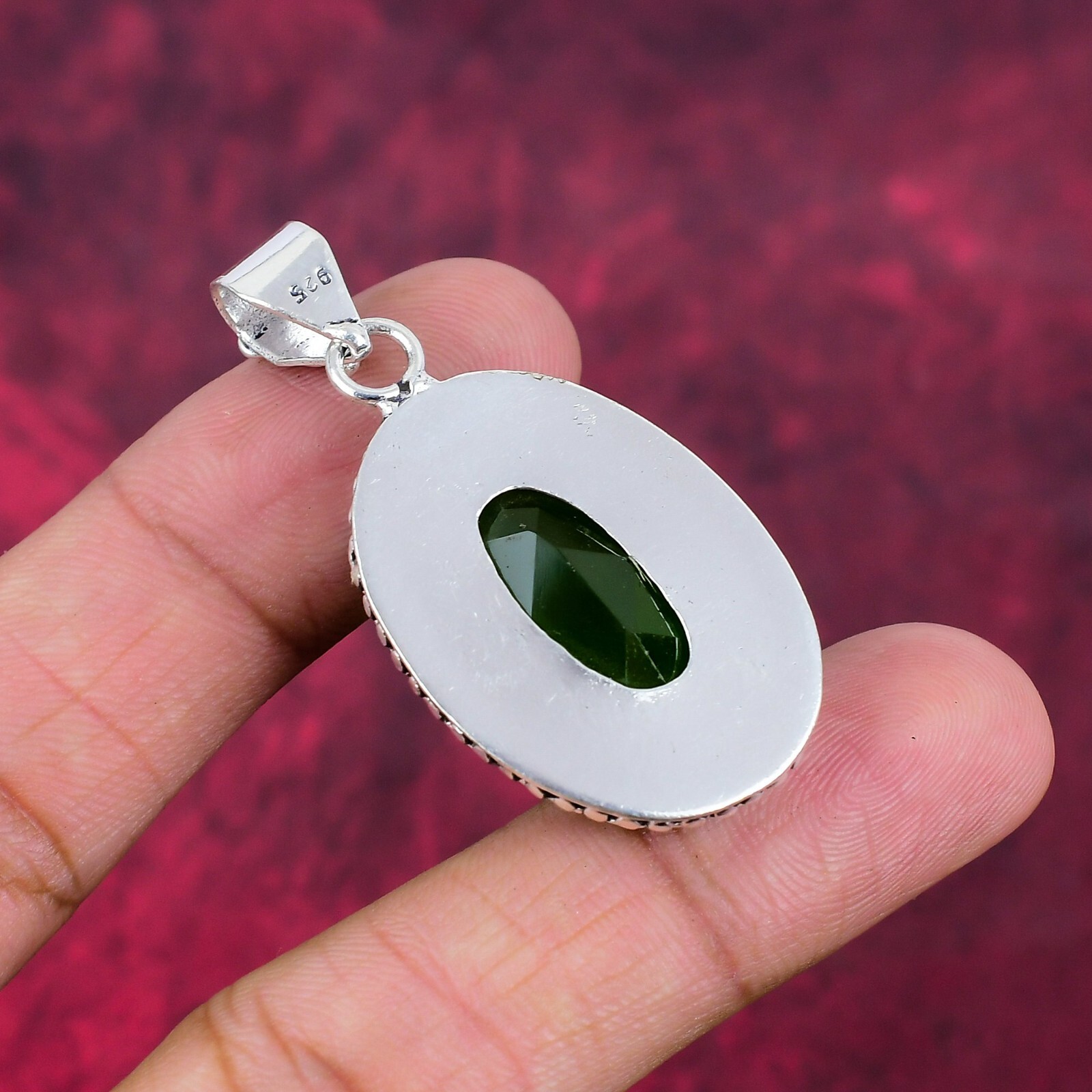Unique Chrome Diopside Gemstone Handmade 925 Sterling Silver Pendant Jewelry