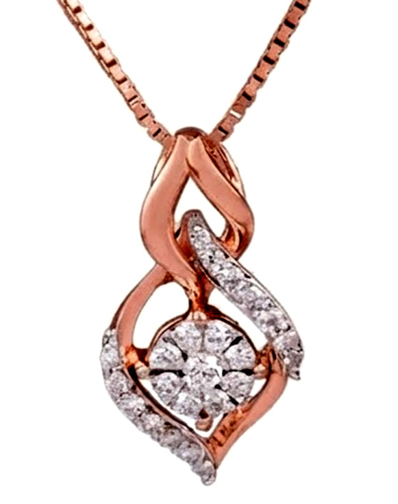 0.52ct Natural Round Diamond 14k BIS Hallmarked Rose Gold Wedding Pendant