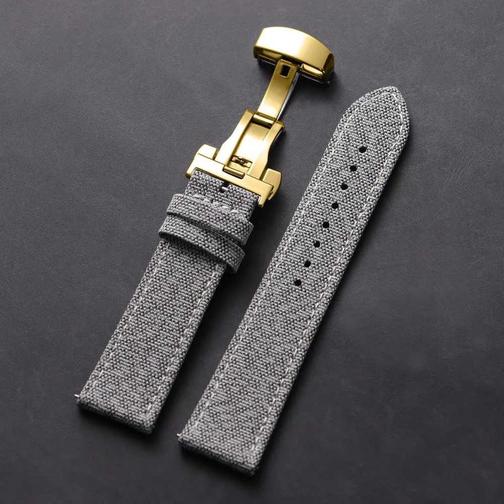 Quick Release Nylon Leather Strap 20/22mm Butterfly Buckle for Omega Seiko