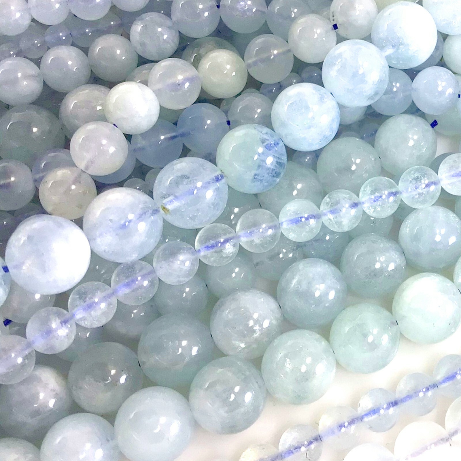 High Quality Natural Aquamarine Round Loose Beads 15″ strand 4mm 6mm 8mm 10 12mm