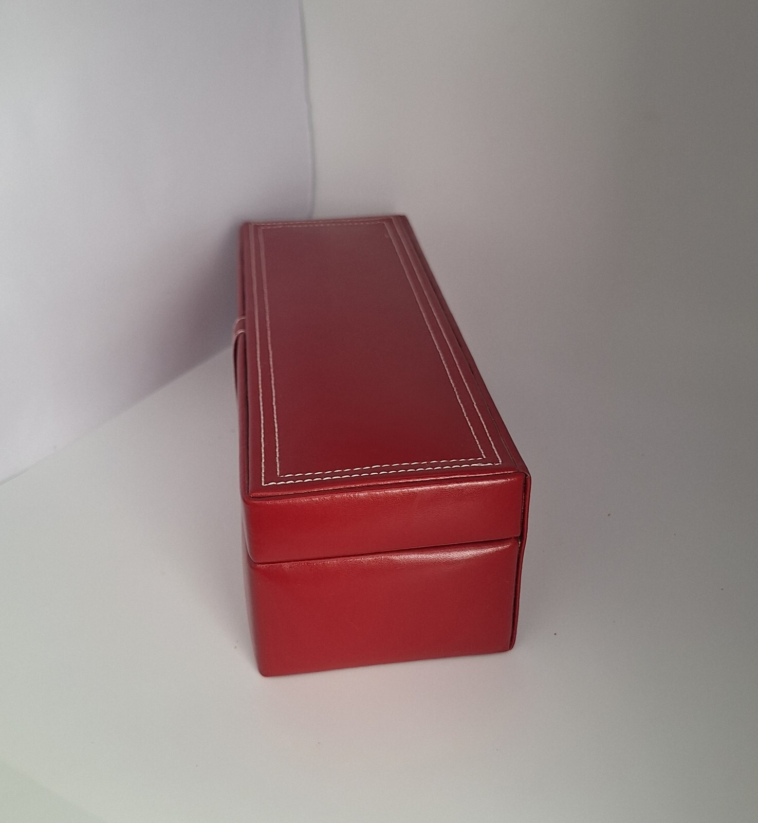 Red Faux Leather Jewelry Box 11″ 3 Piece Fabric Lined Travel Multi Compartment