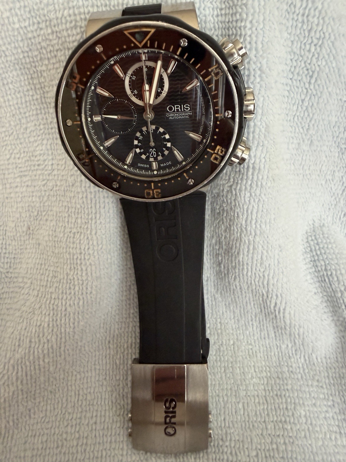 ORIS Diver 1000m CHRONOGRAPH Automatic 50mm TITANIUM Case Black Rubber Strap