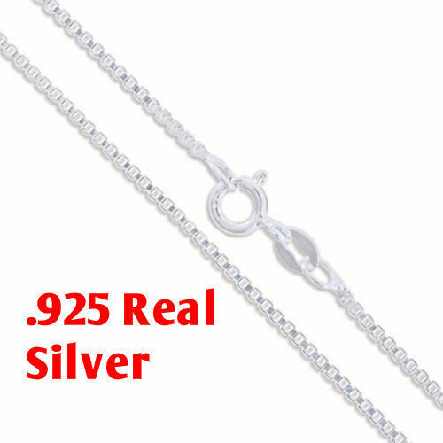 Solid Sterling Silver BOX Chain Necklace 0.5mm Stamped 925 Made In Italy
