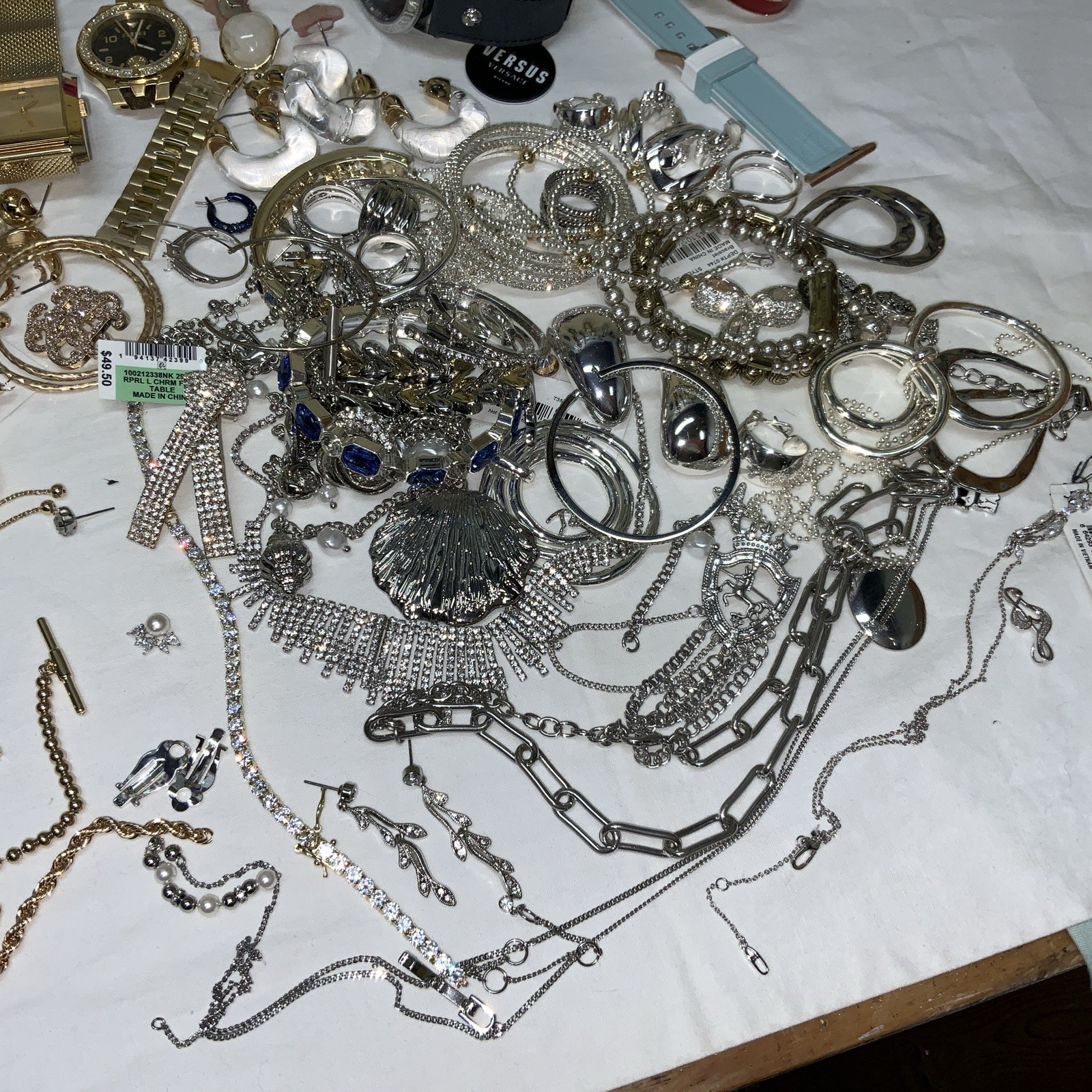 Jewelry Craft Repair Lot Junk Mixed Scrap Chains Beads Metal Plastic 7lb. 8oz.
