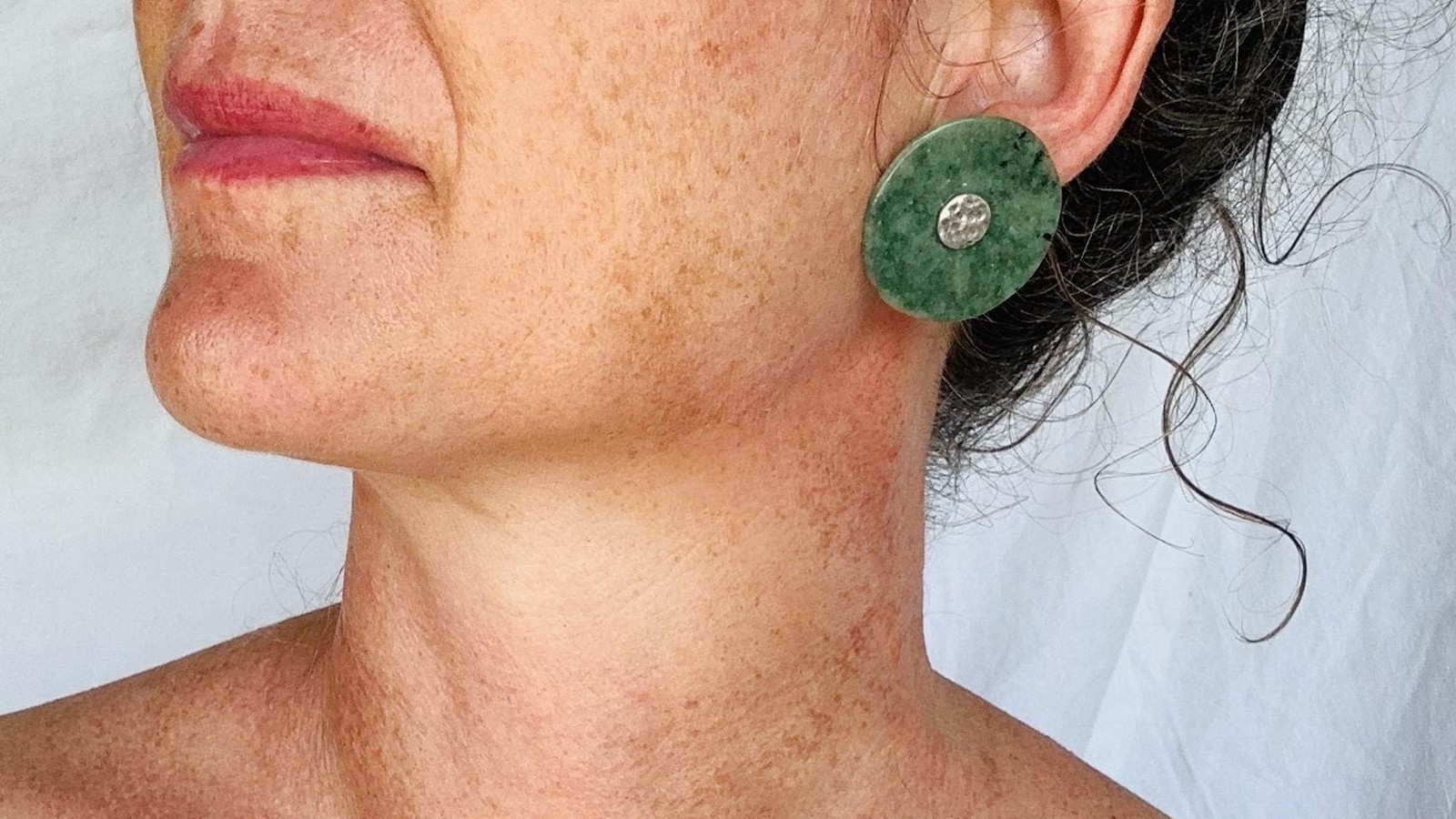 Guatemalan Jade Earrings. Sterling Silver. Handmade. 2858