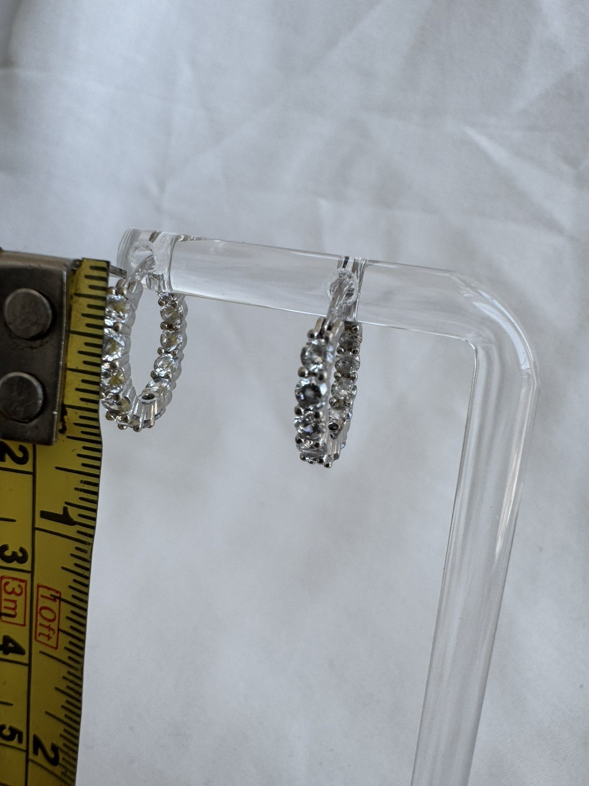 925 Sterling Silver Inside Out Hoop Earrings CZ 5/8” Snap Bar China