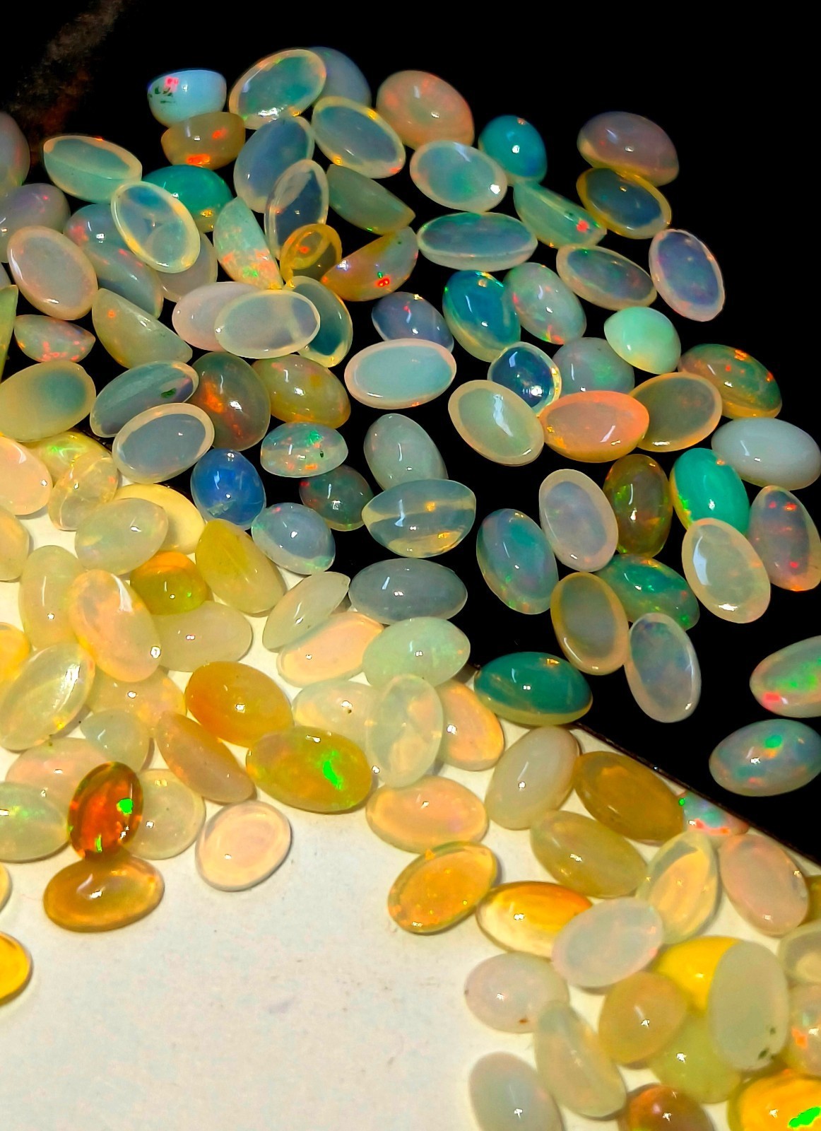 Natural Ethiopian Opal Multi Fire AAA+ Oval Cabochon Loose Gemstone Lot 5X3 MM