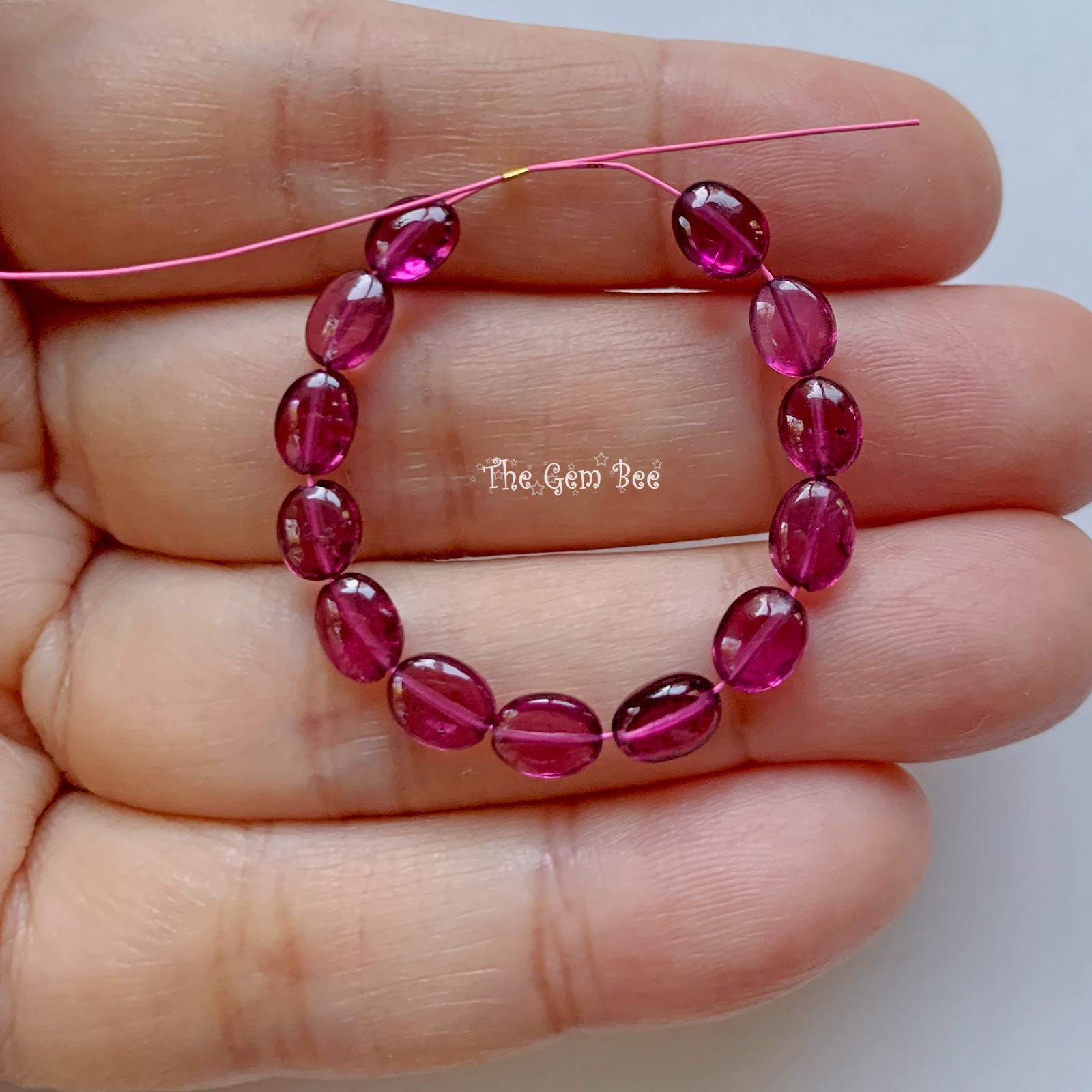 Berry Pink Rhodolite Garnet Smooth Oval Nugget Beads 3 Inch strand