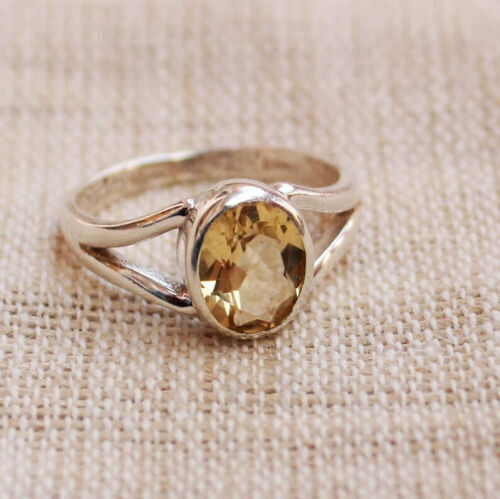Citrine Dainty Ring Solid 925 Silver Handmade Jewelry Women Ring All Size SR335