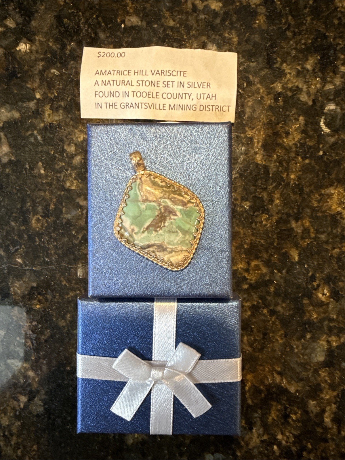 AMATTRICE HILL VARISCITE- Pendant. Pure Sterling Silver Setting. Found In Utah