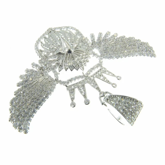 Men’s Round Cut Real Moissanite 14K White Gold Plated Crown Eagle Pendant
