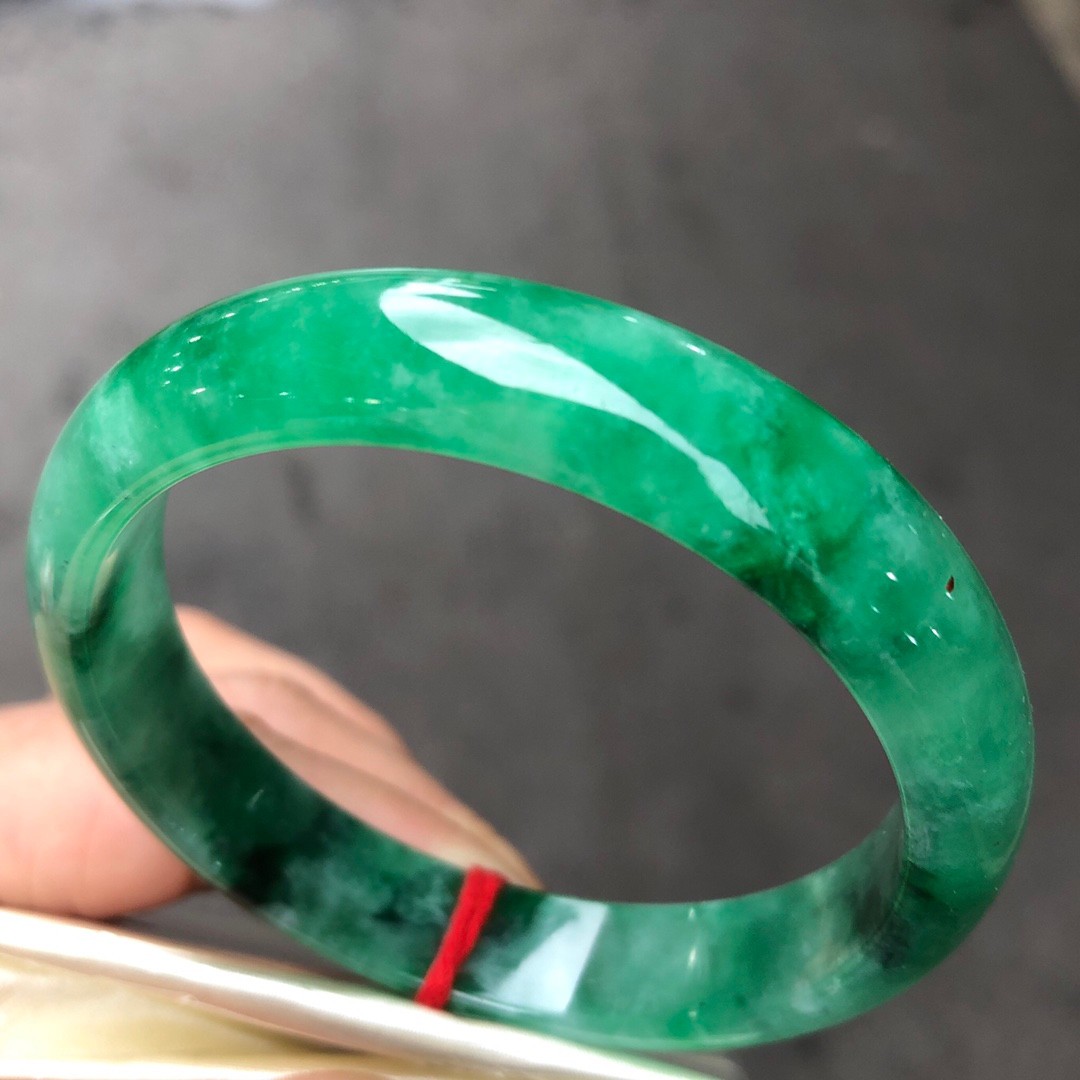 Certified Natural Grade AAA Ice Green Burmese Jade jadeite bracelet bangle 57MM
