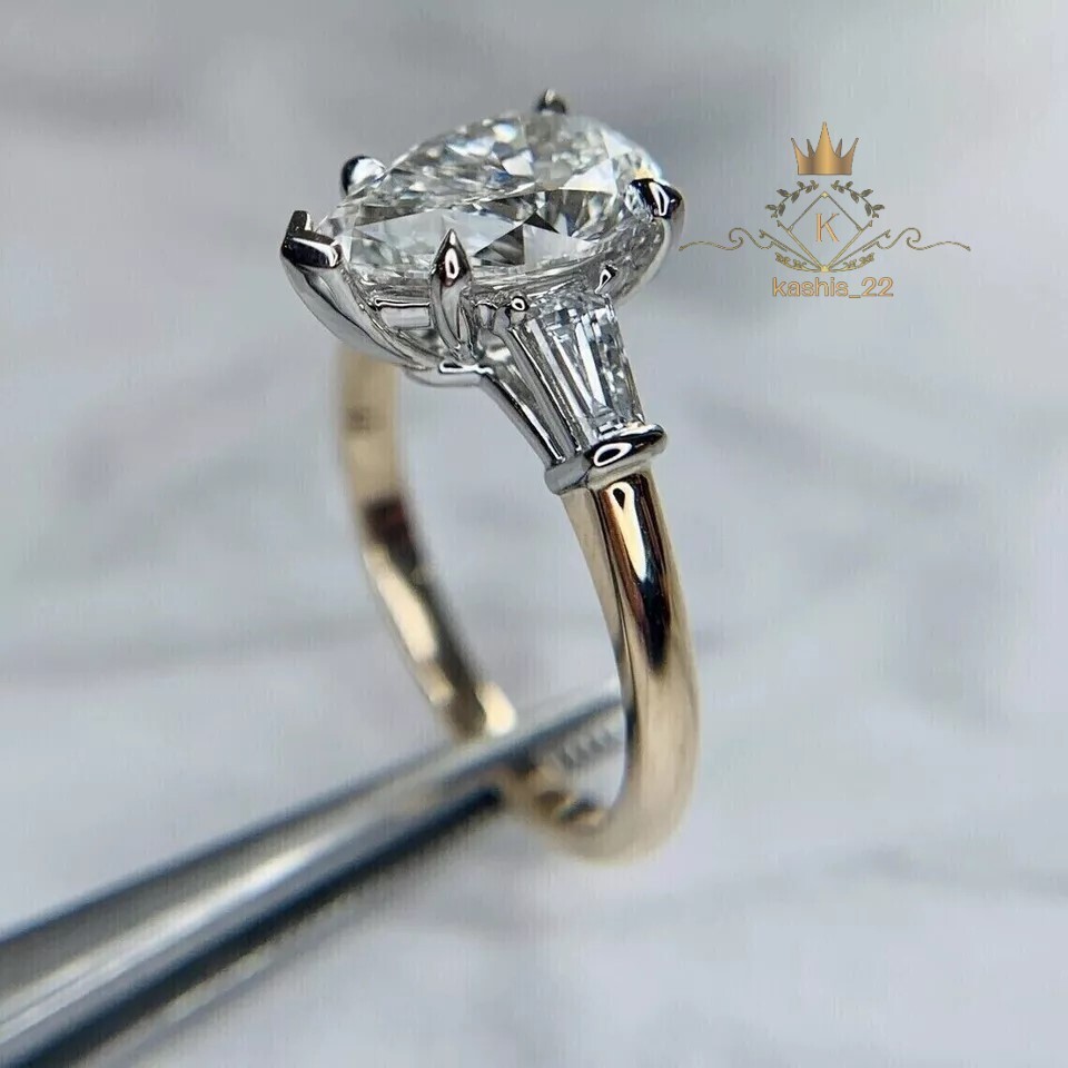 Moissanite Solitaire Engagement Ring Pear Cut 3.50 CT Solid 14K Yellow Gold VVS1