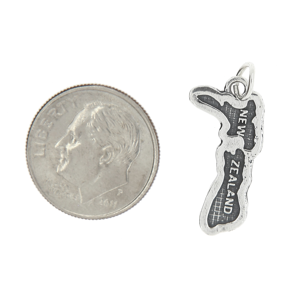Sterling Silver New Zealand Country Map Travel Charm