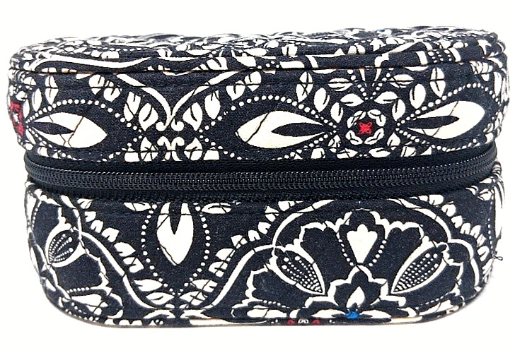 Vera Bradley Travel Jewelry Case Zip Around Quilted 6½”×4″×3¼”