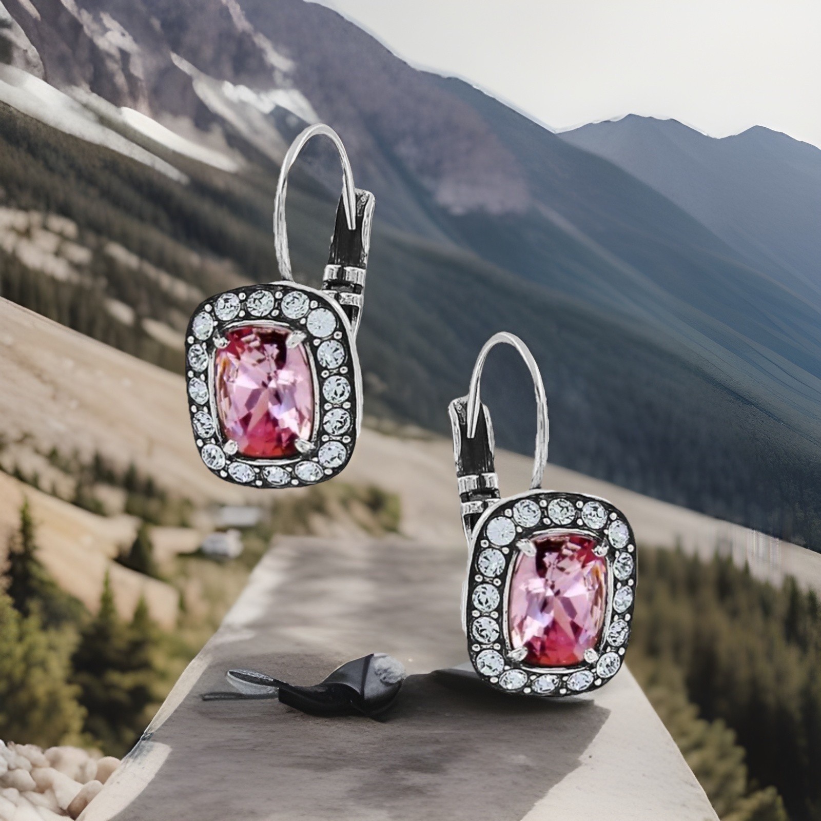Brighton REINA Earrings PINK Leverback NWT Rare Find!